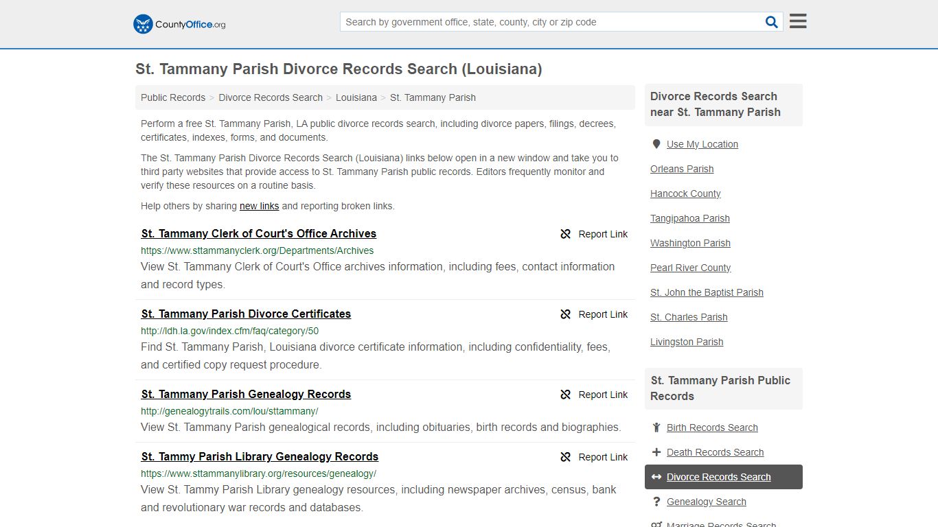 St. Tammany Parish Divorce Records Search (Louisiana) - County Office