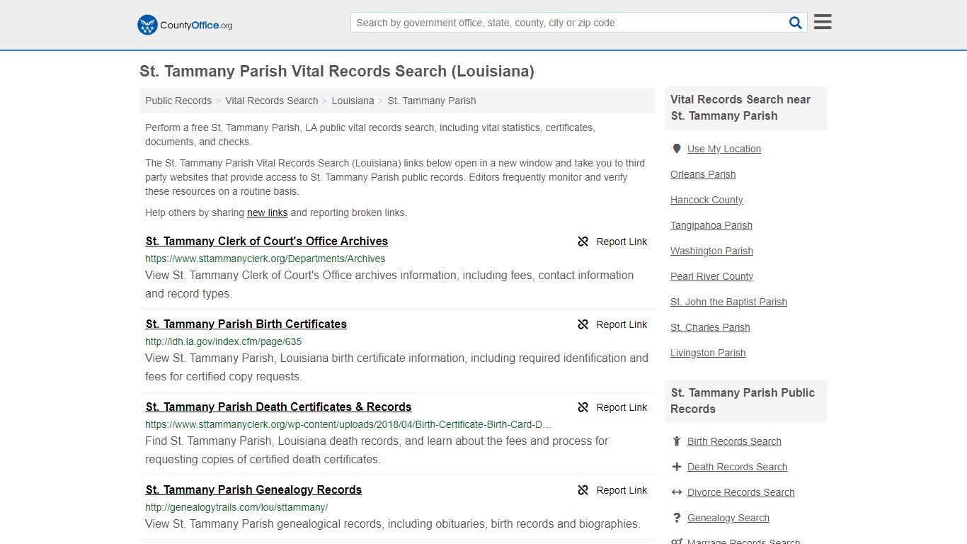 St. Tammany Parish Vital Records Search (Louisiana)